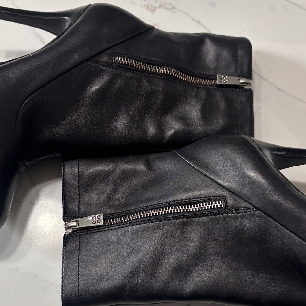Coach Black Napa leather & SUEDE Heeled Ankle Booties. - Picture 9 of 17